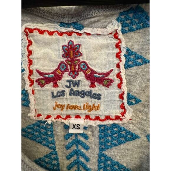 JW Los Angeles Embroidered Tank Top Women’s XS Gray Boho Folk Festival Core - Picture 7 of 8